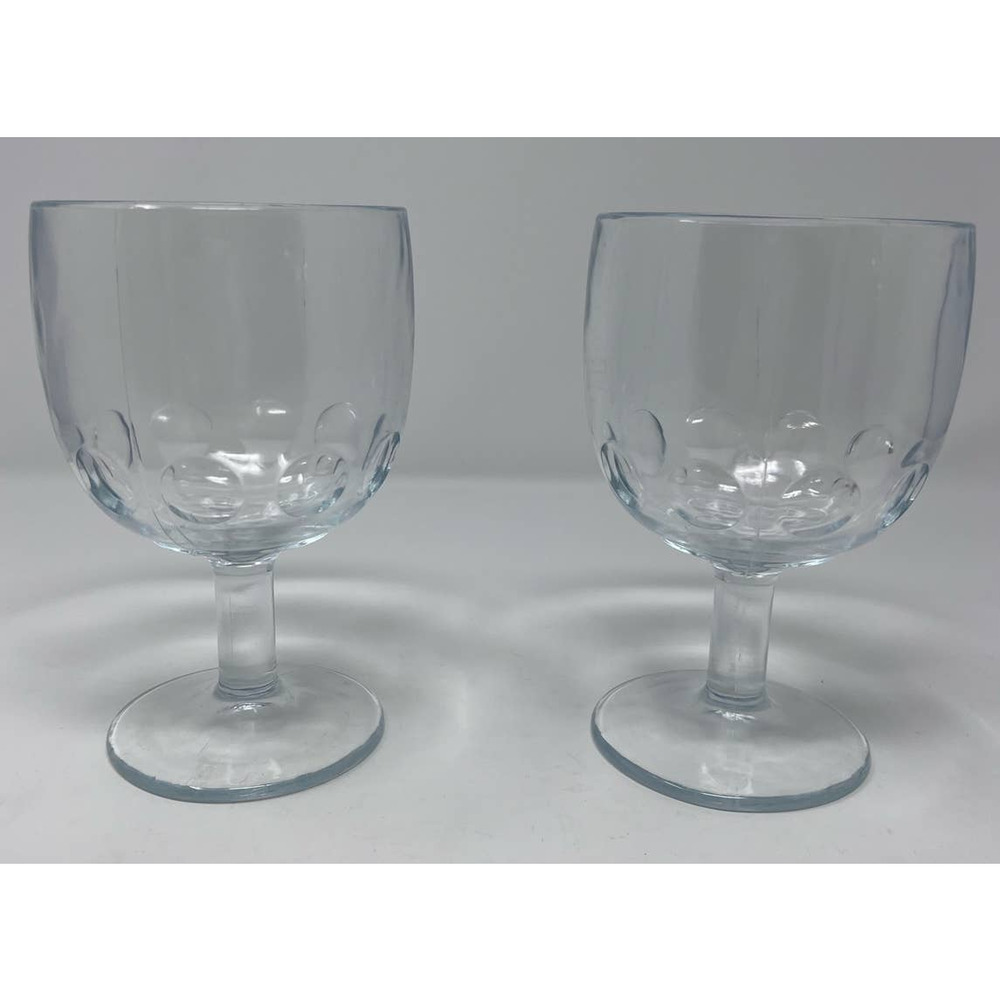Water Goblets/Glasses Set of 2 Indented Circles by the‎ Stem 6" Tall x 3 3/4" W